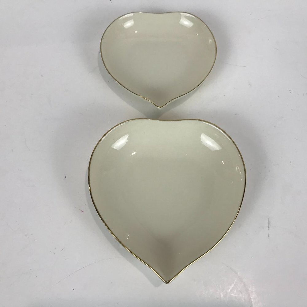 Lenox, Set of two heart shaped Porcelain Trinket dishes